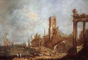 Francesco Guardi, Hamnstad with classical ruins Italy